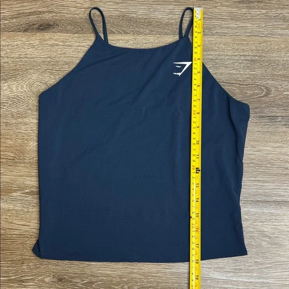 SOLD IN STORE Gymshark Navy Blue Strappy Athletic Tank Top | Built-In Support - Picture 7 of 7